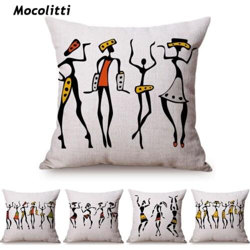 Abstract Dancing Art Africa Black Women Life Impression Pattern Decoration Sofa Throw Pillow Case Exotic Car Chair Cushion Cover