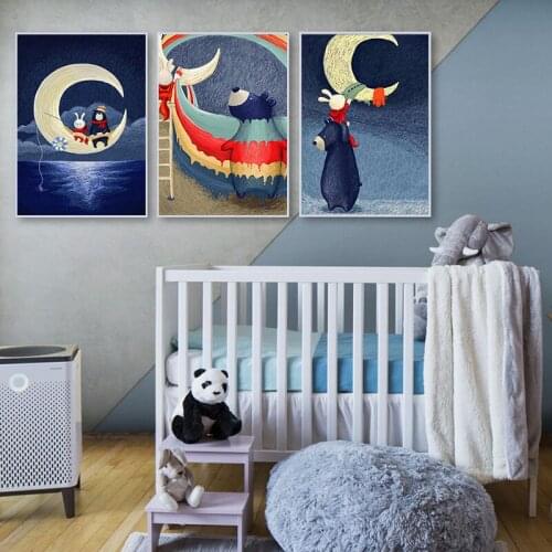 5D DIY Diamond painting Moon Bunny and Bear Cross Stitch Full Square/Round of Rhinestone Diamond Mosaic Diamond Embroidery