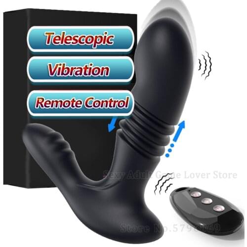 Automatic Telescopic Licking Scrotum Butt Plugs Male Prostate Massager Vibrator Wireless Remote Control Erotic Sex Toys For Men