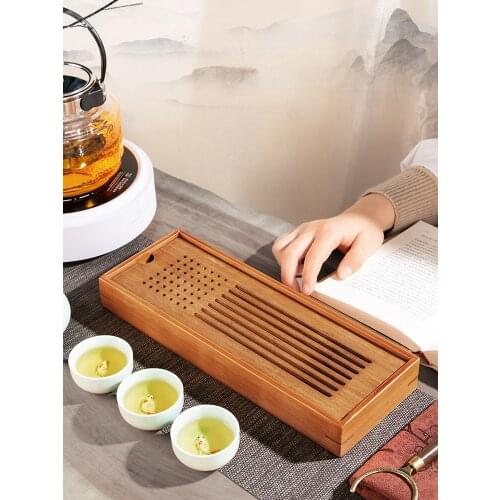 Dry Bubble Bamboo Tea Tray Drain Water Storage Handmade Chinese Kung Fu Tea Set Tea Tray Serving Bandeja Madera Kitchen Teaware