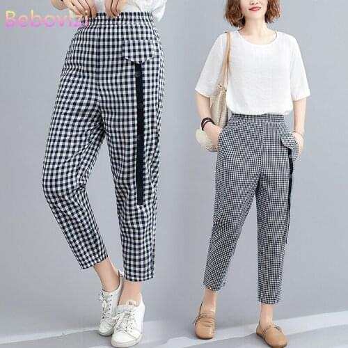 Женские брюки в клетку Bebovizi China At AliExpress