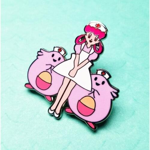 Nurse Joey and Chansey Brooch Pins Enamel Metal Badges Lapel Pin Brooches Jackets Jeans Fashion Jewelry Accessories