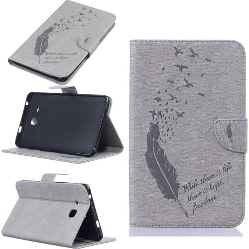 Embossing Feather PU Leather Tablet PC Cases For Samsung Galaxy Tab A 7.0 T280/T285 Flip Tablet Case with Card Holders&Kickstand