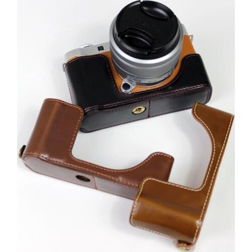 PU Leather half Case Cover camera bag for Fujifilm X-A7 Fuji XA7 XA-7 protector body shell with Battery Opening
