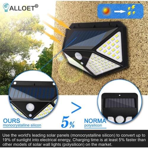 4Pcs Waterproof Yard Path Home Garden Solar Lamp 100LED Solar Wall Light Motion Sensor 3-Mode Waterproof Outdoor Street Lamp