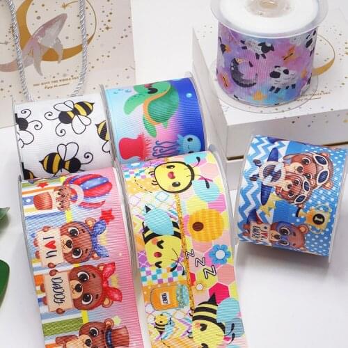3 Inch 75 mm Cartoon Printed Grosgrain Ribbons For Hair Bows Craft Suppliers 53490