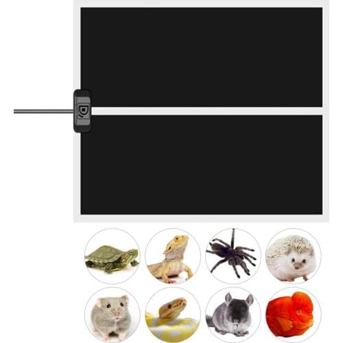 14W 220V Adjustable Temperature Reptile Amphibian Terrarium Pet Heating Pad Warmer Mat Bed EU Plug 28x28cm/11.02x11.02inch