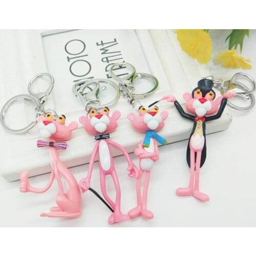 Creative Cute pink cartoon keychain toy pendant Leopard variety design Fashion bag mobile phone car decoration Animal doll model