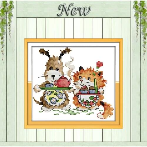 Little Chef cat dog animal cartoon painting counted printed on canvas DMC 11CT 14CT kits Cross Stitch embroidery needlework Sets