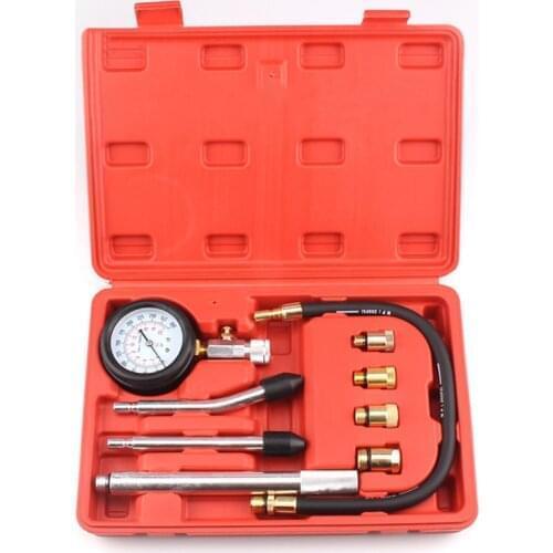 Compression Tester Pressure Gauge Tester Kit Motor Auto Petrol Gas Engine Cylinder Car Motorcycle Pressure Gauge with Adapter