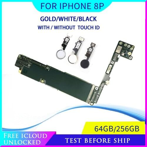 64GB 256GB for iPhone 8 Plus Motherboard with Free iCloud,Original unlocked for iphone 8Plus Mainboard with/without Touch ID
