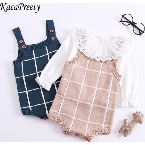 Sweet Baby Girls Clothing Newborn Infant plaid Rompers suspender overalls Autumn boys Clothes Jumpsuit Playsuit