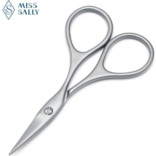 Miss Sally Facial Hair Scissors Small Curved Blade Scissors Stainless Steel Beard Eyebrow Facial Hair Remover Makeup Tool