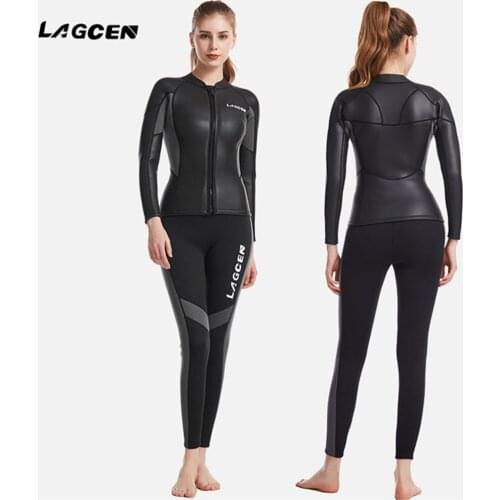 2.5mm neoprene wetsuit womens long-sleeved scuba wetsuit womens surf snorkeling 2-piece winter swimsuit