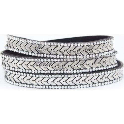 2018 New Hot Sale 2 Colors Layer Leather Bracelet Charm Bracelets Bangles For Women Fashion shiny chain jewellery