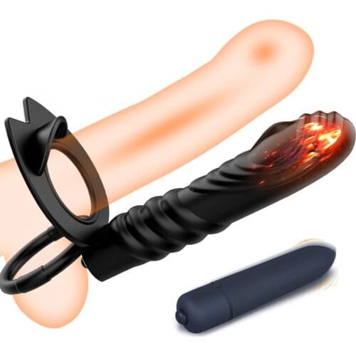 New Double Penetration Penis Vibrating Ring Delay Ejaculation Cock Strap On Penis For Woman Anal Dildo Vibrator Sex Toys For Men