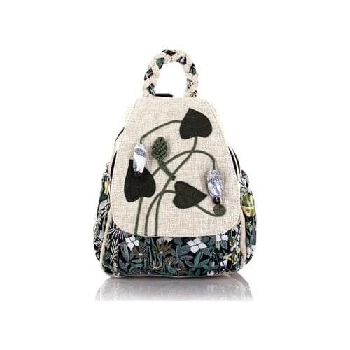 New original string appliques women shopping casual backpacks!Nice national prints zipper&hasp backrack Top lady cover backruck