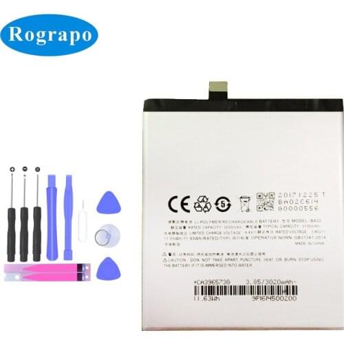 Original 3100mAh BA02 Replacement Battery For Meizu E3 Meilan M3E Smartphone Batterie Accumulator Mobile Phone
