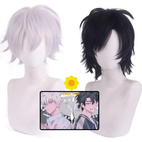 Anime Time Agent Cosplay Wig Qiao Ling Cheng Xiaoshi Lu Guang Black White Hair Heat-resistant Fiber Hair+Wig Cap Halloween Party