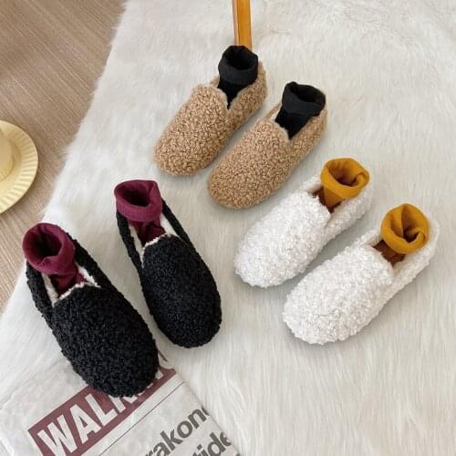 Casual Woman Shoe Female Footwear Low Heels Slip-on Loafers Fur Modis Autumn Dress Comfortable New Slip On Winter 2020 Moccasin