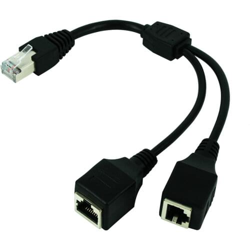 RJ45 1 Male to 2 Female Socket Port LAN Ethernet Network Splitter Y Stable Transmission Cat5e Cat5 Cat6 Easy Adapter Cable