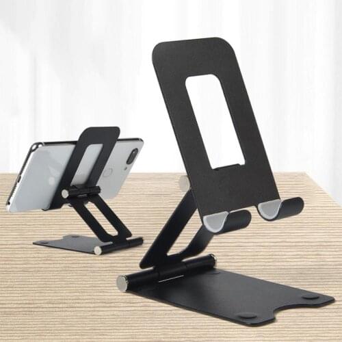Adjustable Mobile Phone Holder Aluminium Bracket Mount Desk Stand Double Folding Portable For Tablet Tablet Holder Stand Bracket
