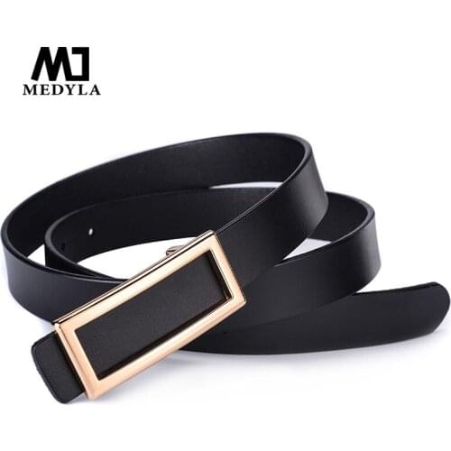 MEDYLA new hot sale ladies leather smooth buckle belt leather belt personality rectangular casual wild belt