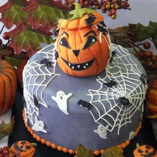 Meibum Halloween Theme Sugarcraft Decorate Mould Bat Ghost Spider Web Pumpkin Cupcake Fondant Cake Silicone Mold