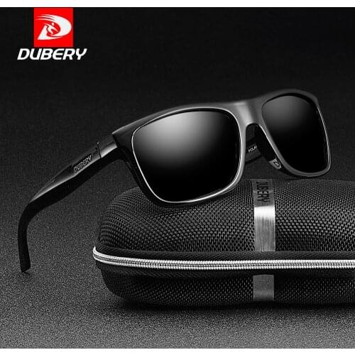 DUBERY Polarized Sunglasses Men Driving Shades Male Retro Sun Glasses For Men Mirror Goggle Brand Design Oculos Zipper Box UV400