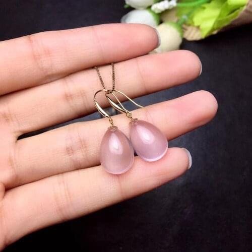 Natural and Real Rose Quartz Stone Earrings 925 Sterling Silver High Jewelry Rose quartz Stone Earrings