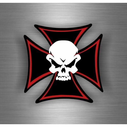 Hot Sell Sticker Car Motorcycle Helmet - Maltese Cross Skull Biker Reflective PVC Vinyl Sticker Decal for Car Laptop Luggage