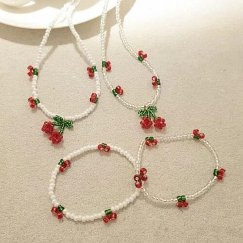 MENGJIQIAO Korean Sweet Fruit Necklace For Women Ladies Fashion Acrylic Beads Summer Holiday Choker Collares Jewelry Gifts
