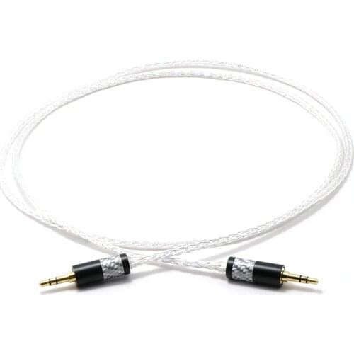 1 piece Silver Plated 3.5mm to 3.5mm Stereo Male Upgrade Cable HIFI audio aux cable headphone cord