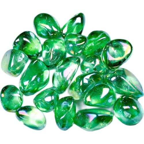100g/Bag Natural Clear Quartz Electroplating Green Colors Reiki Gemstone Health Energy Healing Large Grain Fish Tank Decorations