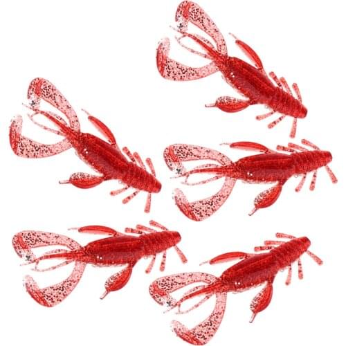 5pcs 10 cm Shrimp Shaped Soft Fishing Lures Life-like Baits Crayfish Lures for Saltwater Freshwater Fishing Tackles