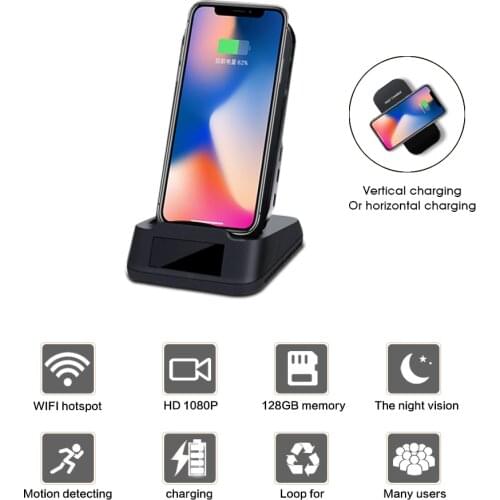 Wireless Charger Camera 1080P HD WIFI Mini Camera Indoor Security Camera Invisible Lens Night Vision Motion Detection Camera