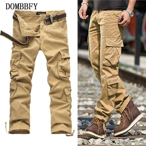 Men Cargo Pants Cotton Multi Pockets Pants Military Camouflage Track Tactical Pant Mens Elastic Waist Hip Hop Joggers Trousers