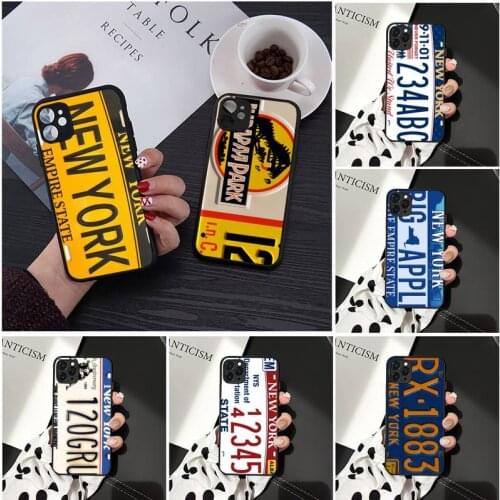 License New York plate number Phone Case Matte Transparent for iPhone 7 8 11 12 s mini pro X XS XR MAX Plus cover funda