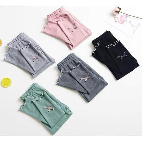 Chlidrens Colthing 2020 Autumn New Childrens Leggings Girls Vertical Stripes Outer Wear Pants Casual Soft Bowknot Leggings