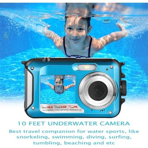 Childrens Underwater Digital Camera HD 1080P Waterproof Digital Camera With Dual Screens (rear 2.7 inches + front 1.8 inches)