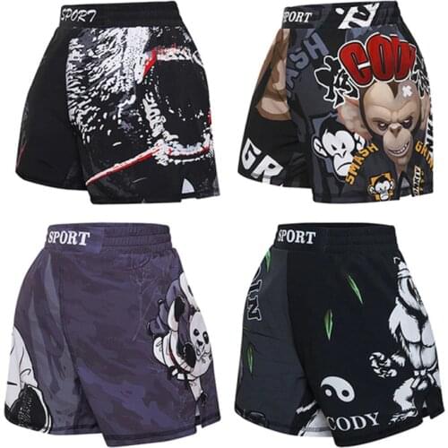Kids MMA Shark Printed Jiu Jitsu Boxing Shorts Muay Thai Rashguard Trunks Child Kickboxing Fight Grappling Shorts Sport Pants