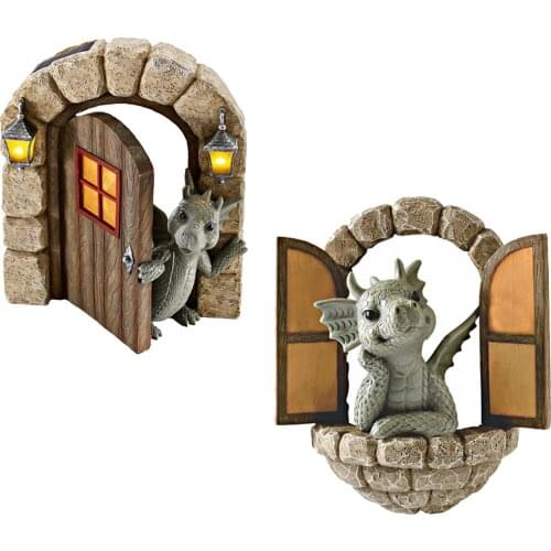 Dinosaur Out The Door Fairy Yard Art Decoration Ornament Outdoor Backyards