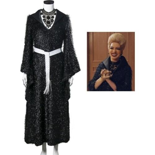 Movie The Witches Grand High Witch Cosplay Suits Black Dress Outfits Chest Decoration Anne Hathaway Halloween Costumes