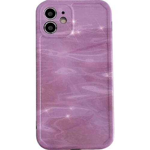 Purple Water Glistening Light Case for iPhone 12 Pro Max Back Phone Cover for 12 Mini 11 Pro Max X XS XR 8 7 Plus SE 2020 Capa
