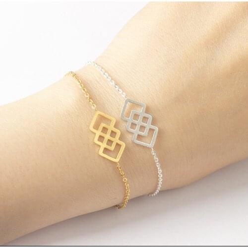 Stainless Steel Geometric Square Bracelets Delicate Simple Women Bangle Exquisite Jewelry Valentines Day Gift Dropshiping