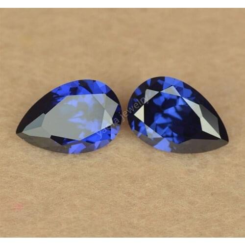 Hot Sale 2*3~13*18mm Middle Blue Color Sapphir-e Pear Shape Loose CZ Lab Made Cubic Zirconia Gems Stone For Pendant