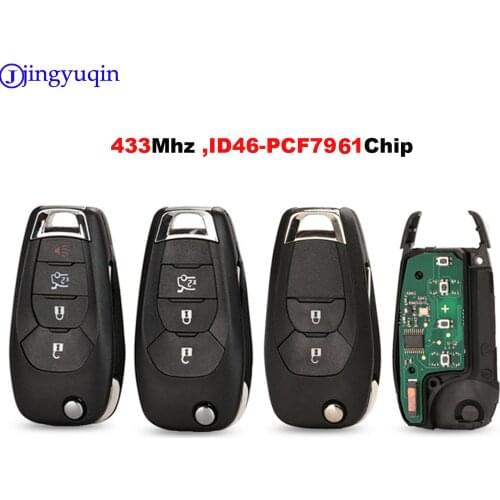 Jingyuqin Folding Modified 2/3/4 Button Remote Key Fob For Chevrolet Cruze 2014-2018 433 MHZ ID46 PCF7941 Chip Smart Key Control