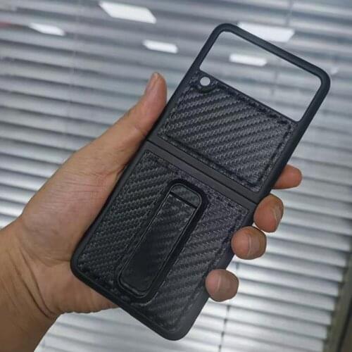 KEVLAR Pattern Phone Case Flip3 Back Cover With Holder Spilit Protective Case Anti dropping Shell For Samsung Z Flip 3