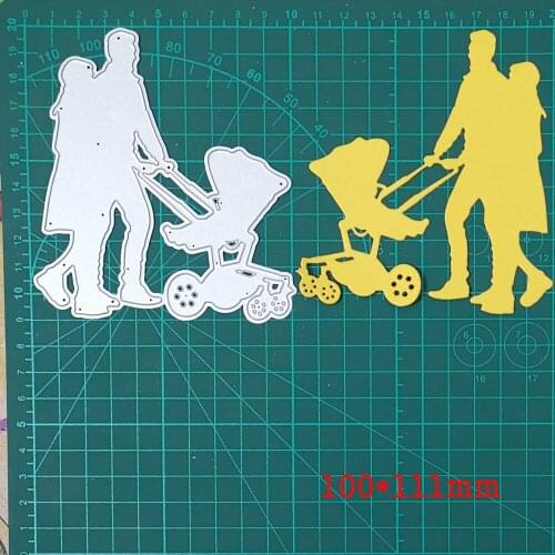 Lover Pushing a Baby Stroller Metal Cutting Dies For Stamps Scrapbooking Stencils DIY Paper Album Cards Decor Embossing 2020 New
