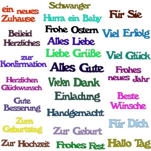 Metal cutting dies daily German words cut die mold diy scrapbooking cards making paper craft knife mould dies new 2019